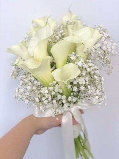 Hand Tied Calla Lilies Bridal Bouquet - Classic Style