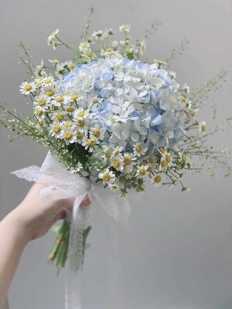 Hand Tied Hydrangea Bridal Bouquet - Garden Style