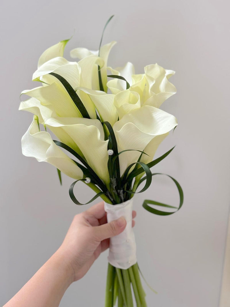 White Calla Lilies Pageant Bridal Bouquet - Large