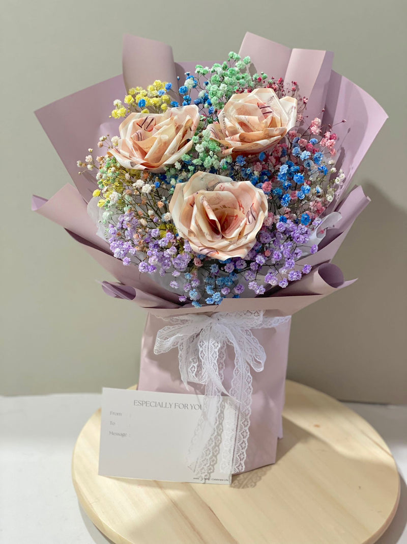 Money Bouquet - Money Roses Rainbow