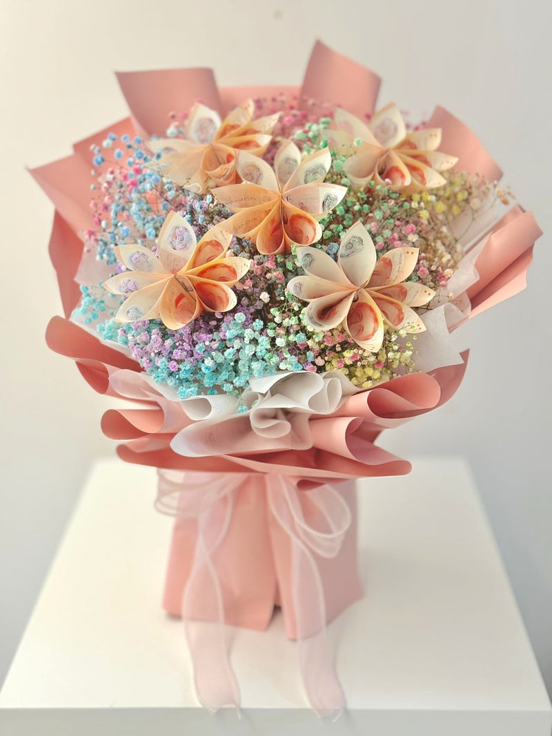 Money Bouquet - Flower Design Rainbow Large