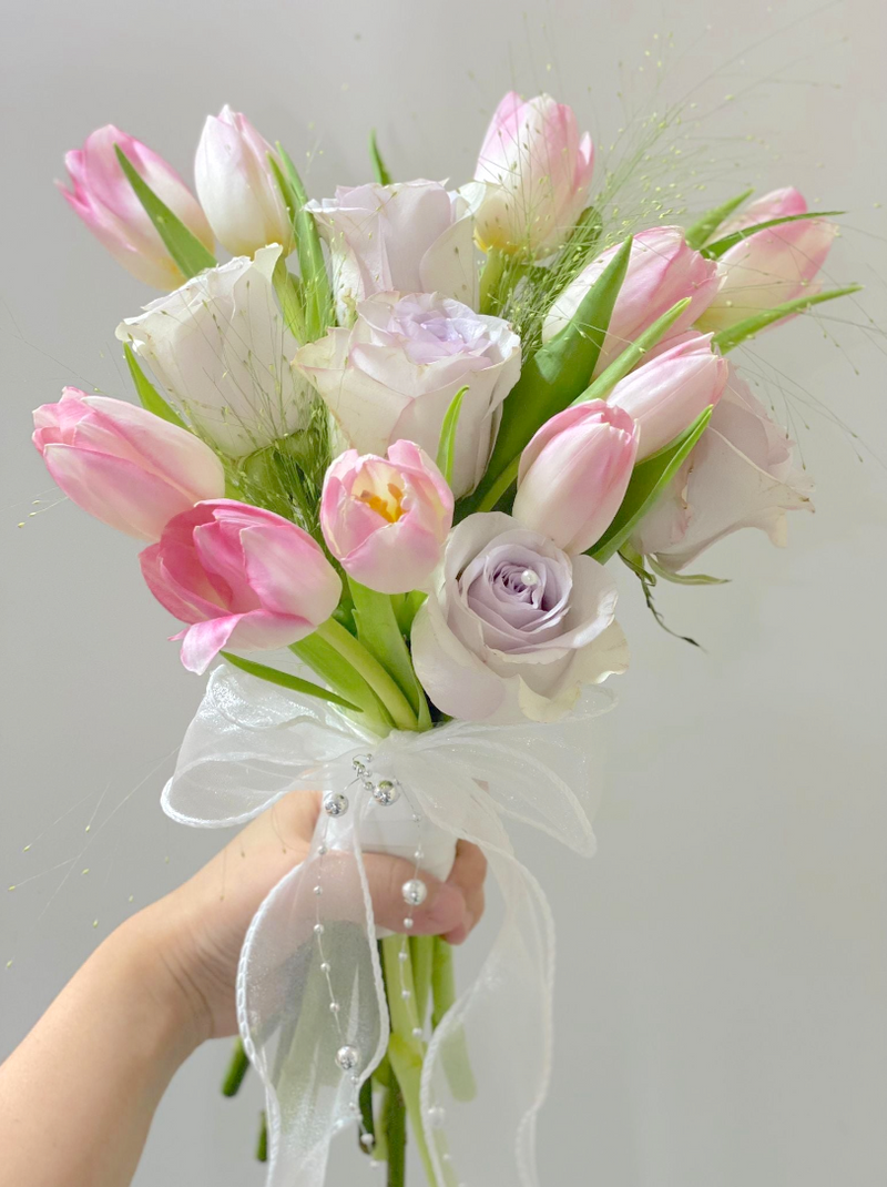 Hand Tied Tulips Bridal Bouquet - Korean Style II