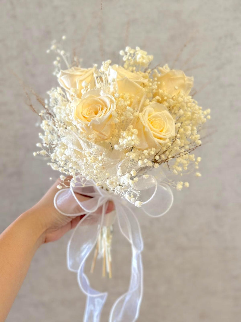 Posy Roses Preserved Bridal Bouquet - Rustic Style