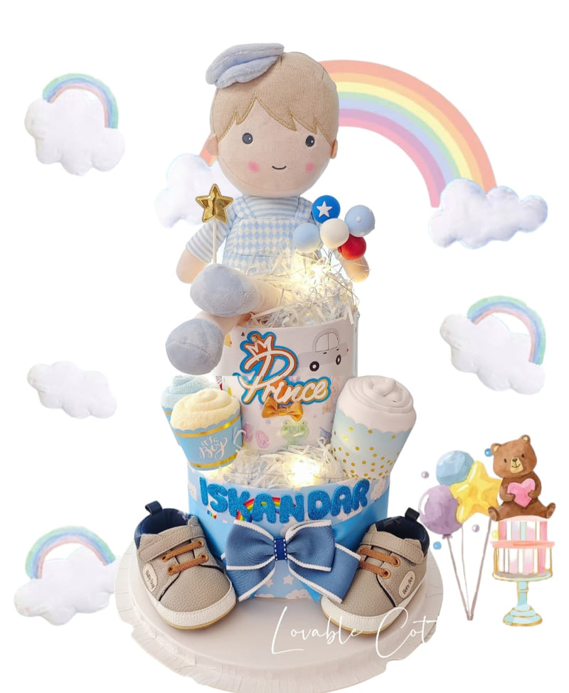 Deluxe Two Tier Baby Boy Hamper