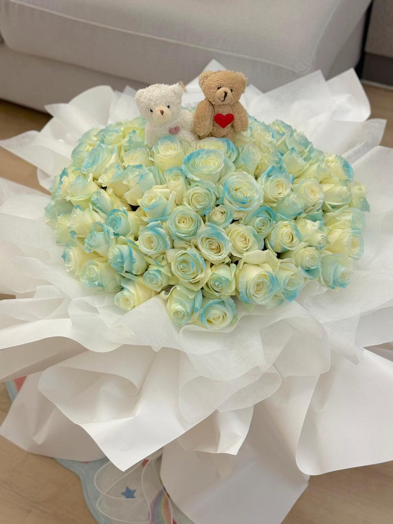 Proposal Icy Blue Roses Bouquet - My Love