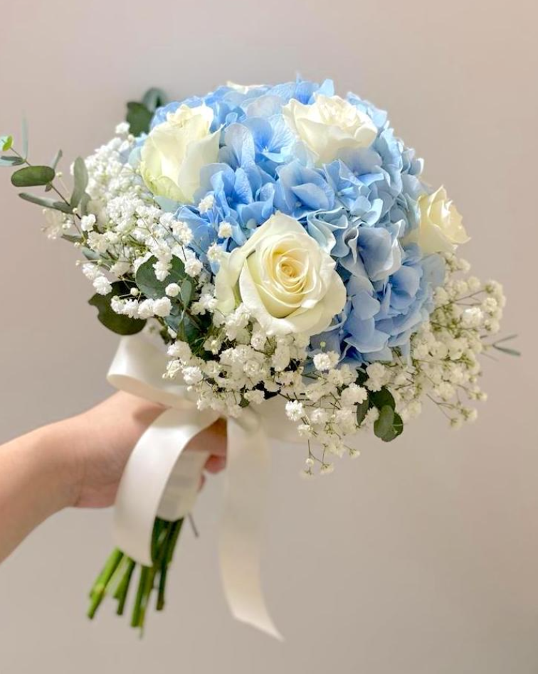 Hand Tied Hydrangea Bridal Bouquet - Classic Style