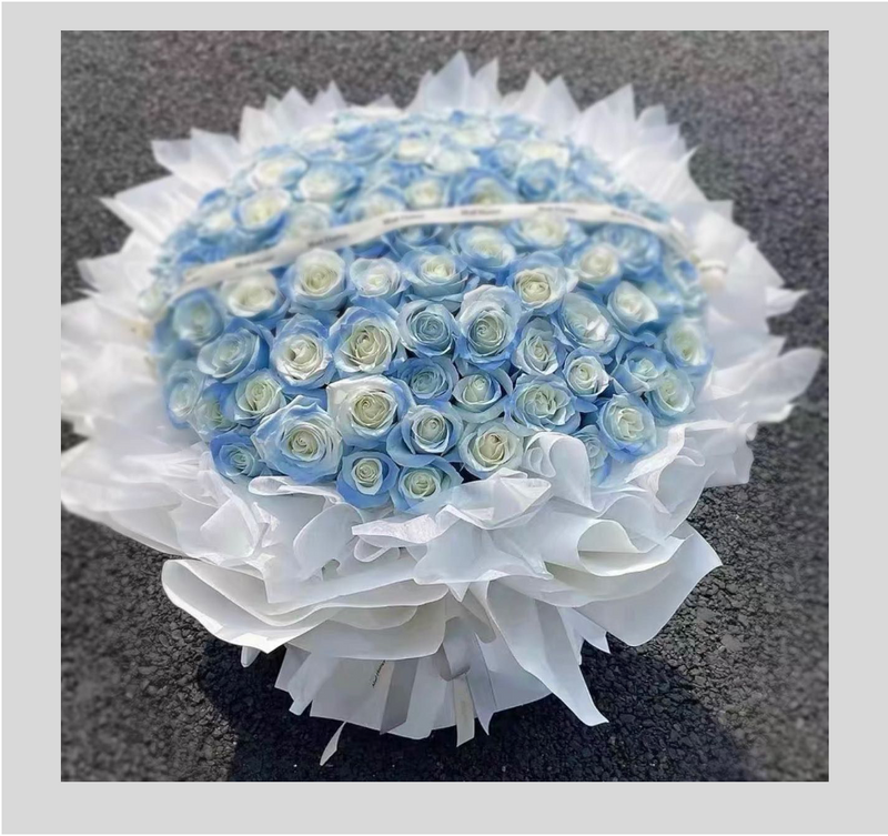 99 Icy Blue Roses Bouquet