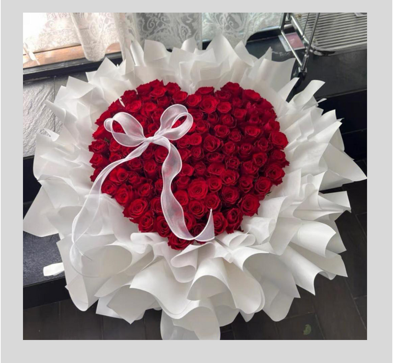 99 Red Roses Bouquet - Heart