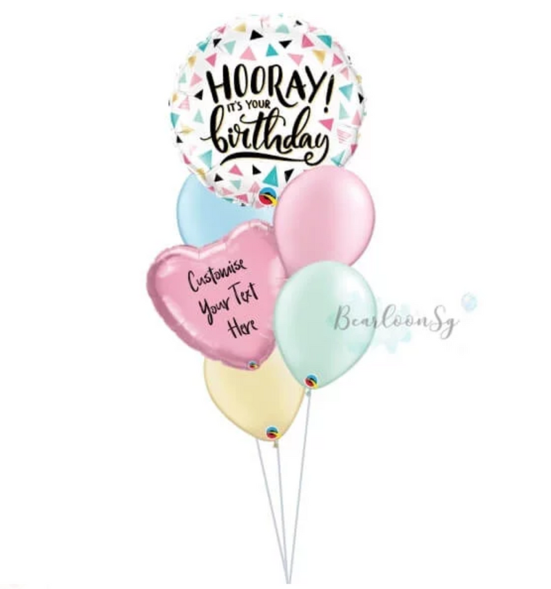 Happy Birthday Round Balloon  Bouquet- Pastel