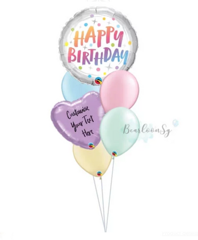 Happy Birthday Round Balloon  Bouquet- Pastel