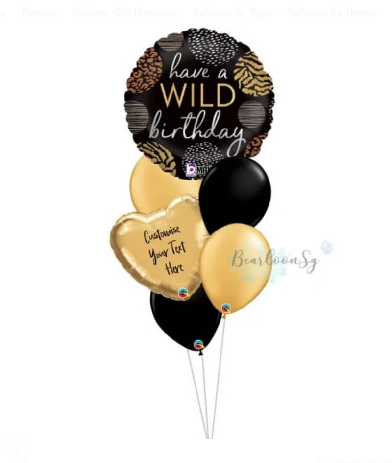 Happy Birthday Round Balloon Bouquet - Black