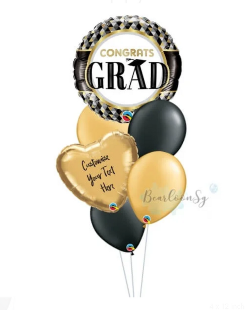 Graduation Helium Balloon Bouquet - For Him