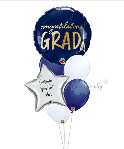 Graduation Helium Balloon Bouquet - For Him