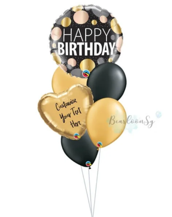 Happy Birthday Round Balloon Bouquet - Black