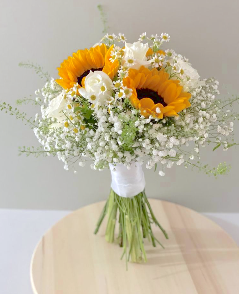 Hand Tied Sunflower Bridal Bouquet - Garden Style