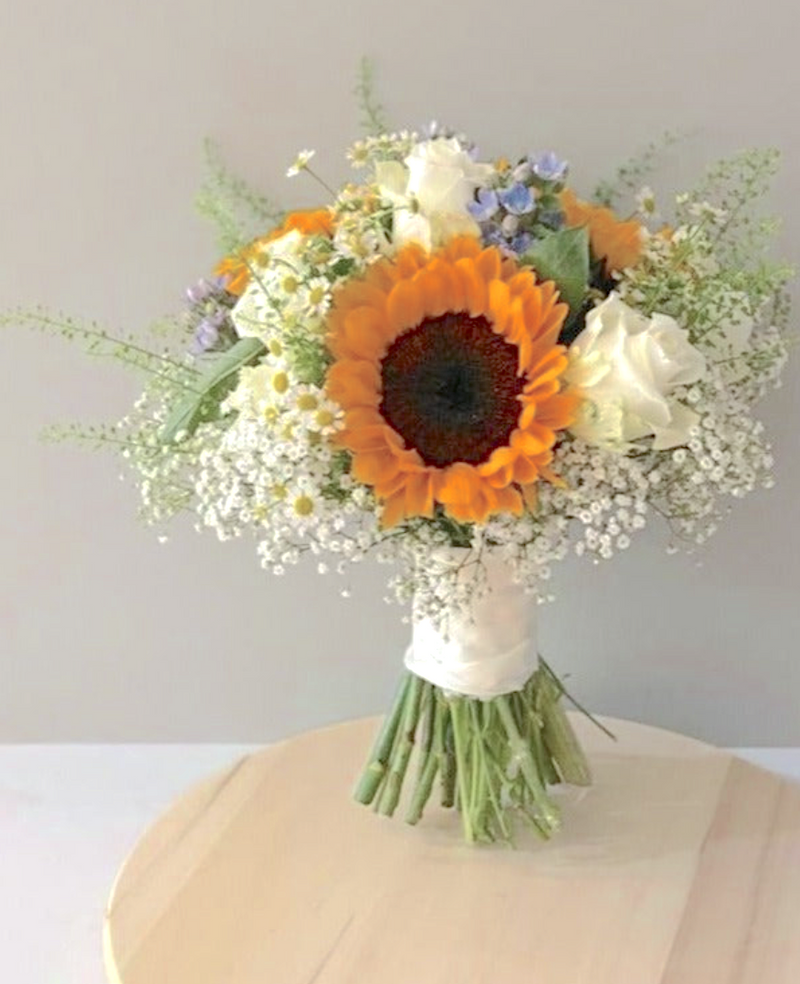 Hand Tied Sunflower Bridal Bouquet - Garden Style