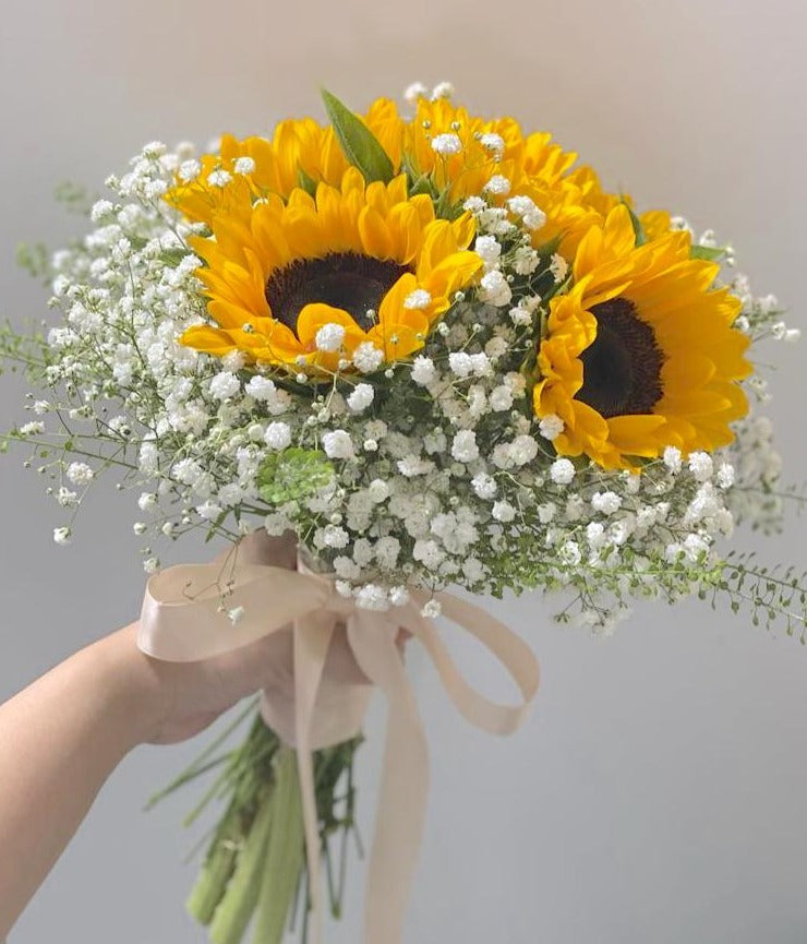 Round Sunflower Bridal Bouquet - Classic Style