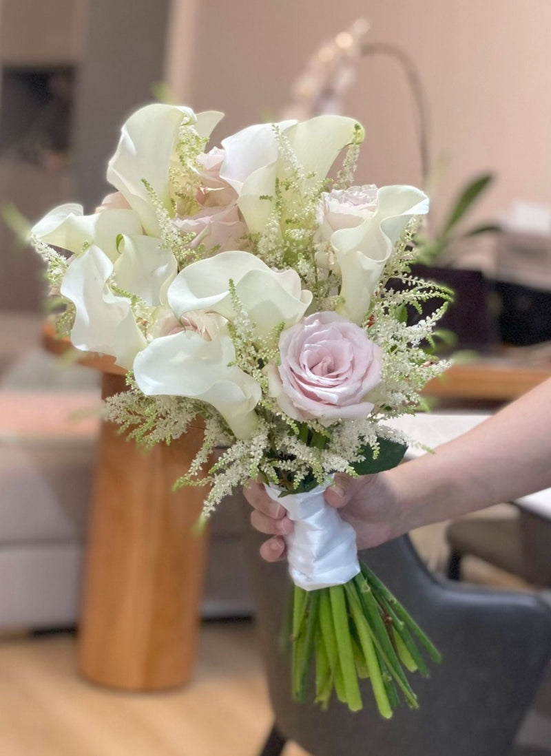 Hand Tied Calla Lilies Bridal Bouquet - Garden Style