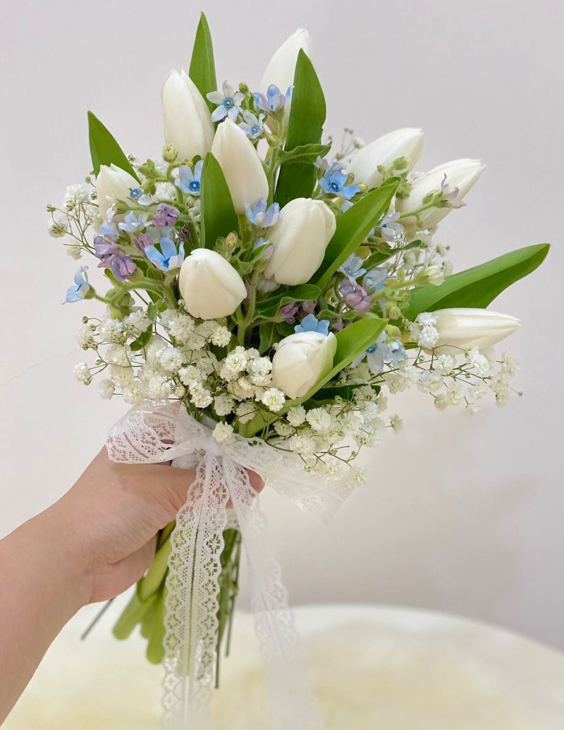 Hand Tied Tulips Bridal Bouquet - Garden Style