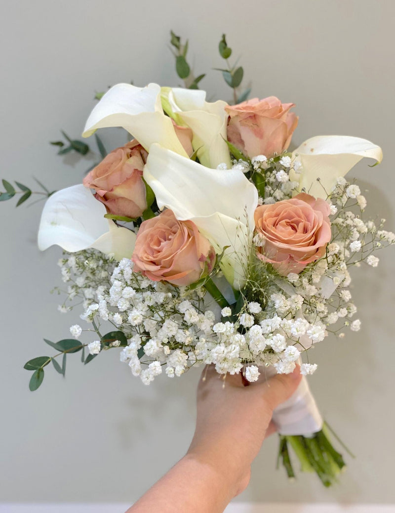 Hand Tied Calla Lilies Bridal Bouquet - Petite