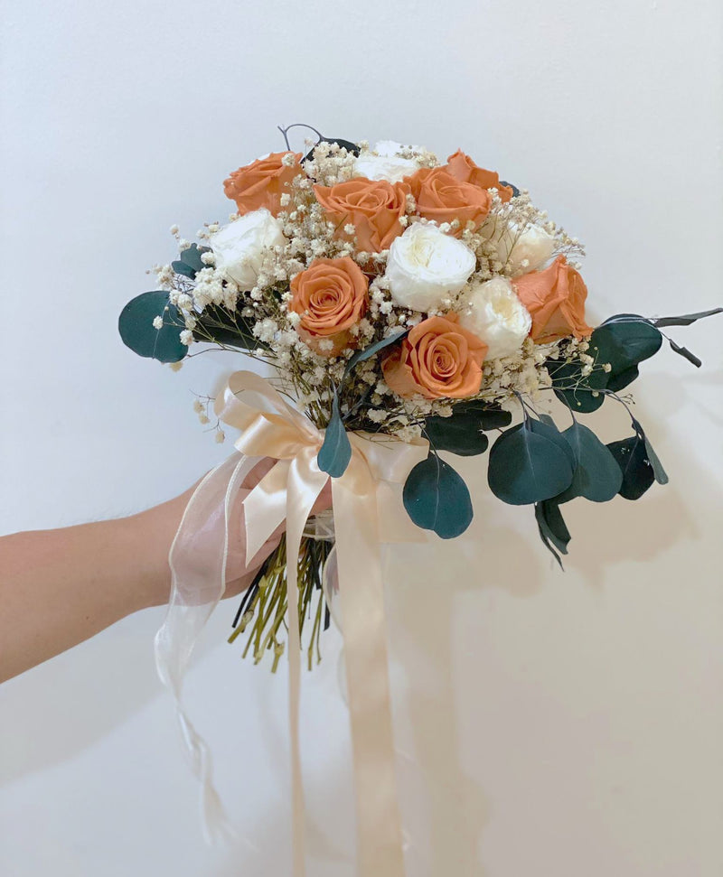 Mixed Roses Preserved Bridal Bouquet - Boho Chic Style