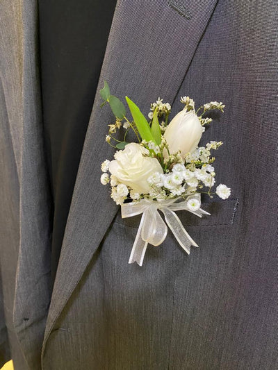 Bespoke Boutonniere White Tulips