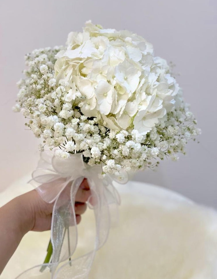 Round Hydrangea Bridal Bouquet - Classic Style