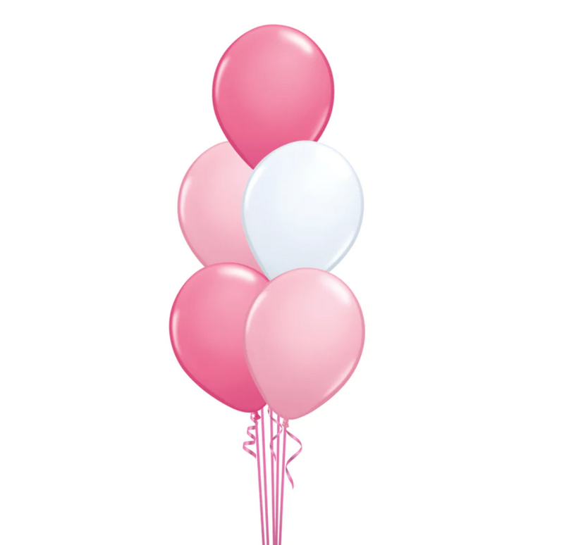 Set of 5 Pink Shade 11" Latex Helium Balloons