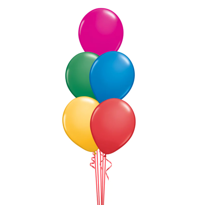 Set of 5 Rainbow 11" Latex Helium Balloons