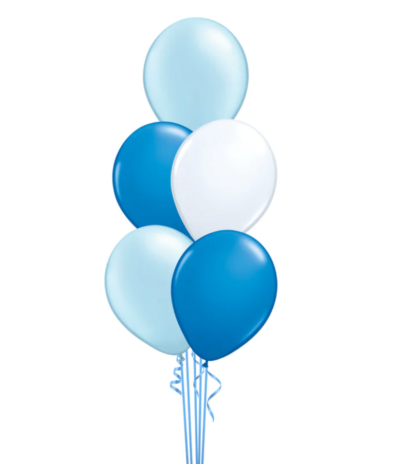 Set of 5 Blue Shade 11" Latex Helium Balloons