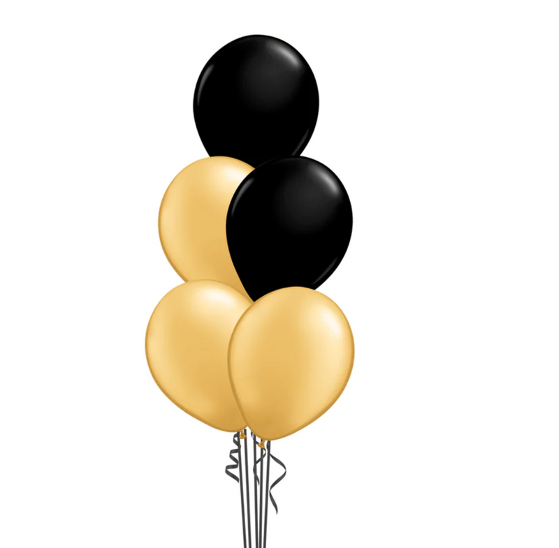 Set of 5 Gold & Black Shade Latex Balloon