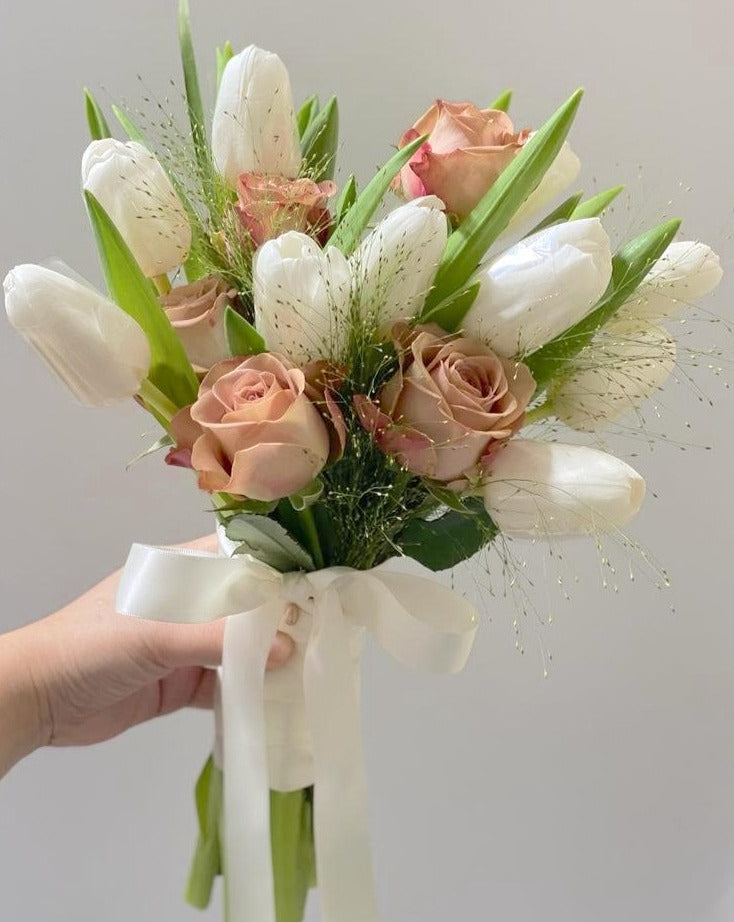 Hand Tied Tulips Bridal Bouquet - Korean Style II